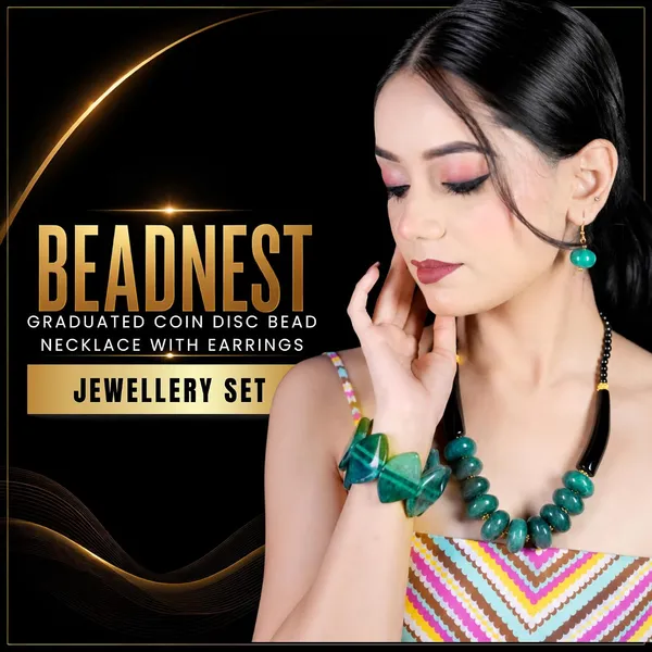 Graduated_Coin_Disc_Bead_Necklace_For_Women_Flat_Circular_Cascading_Beaded_Statement_Necklace_Bold_Acrylic_Fashion_Jewellery_Navratri_Diwali_Party_Gift_Ethnic_Boho