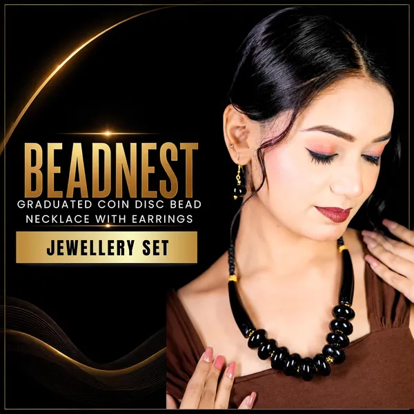Graduated_Coin_Disc_Bead_Necklace_For_Women_Flat_Circular_Cascading_Beaded_Statement_Necklace_Bold_Acrylic_Fashion_Jewellery_Navratri_Diwali_Party_Gift_Ethnic_Boho