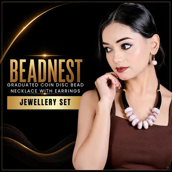 Graduated_Coin_Disc_Bead_Necklace_For_Women_Flat_Circular_Cascading_Beaded_Statement_Necklace_Bold_Acrylic_Fashion_Jewellery_Navratri_Diwali_Party_Gift_Ethnic_Boho