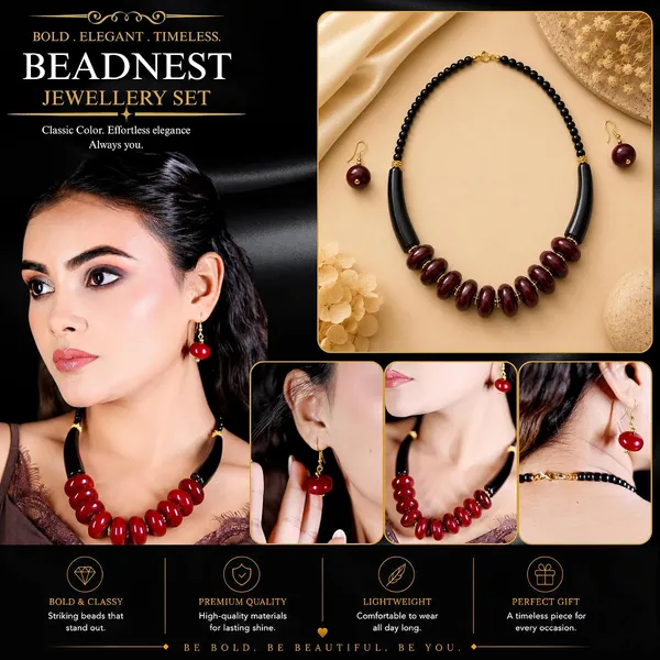 Graduated_Coin_Disc_Bead_Necklace_For_Women_Flat_Circular_Cascading_Beaded_Statement_Necklace_Bold_Acrylic_Fashion_Jewellery_Navratri_Diwali_Party_Gift_Ethnic_Boho