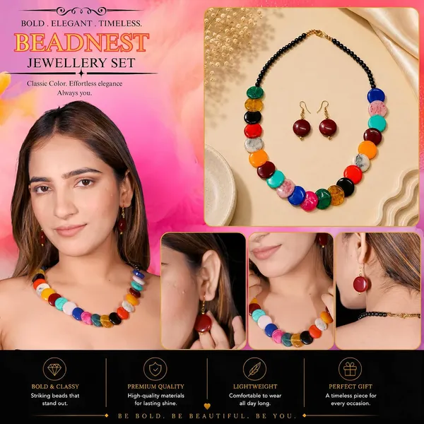 Coin_Stone_Necklace_Set_For_Women_Handmade_Bead_Statement_Necklace_With_Earrings_Fashion_Jewellery_For_Party_Wedding_Office_Ethnic_Casual_Wear_Premium_Gift_For_Women