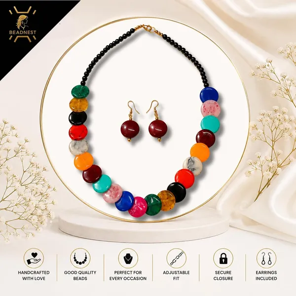 Coin_Stone_Necklace_Set_For_Women_Handmade_Bead_Statement_Necklace_With_Earrings_Fashion_Jewellery_For_Party_Wedding_Office_Ethnic_Casual_Wear_Premium_Gift_For_Women