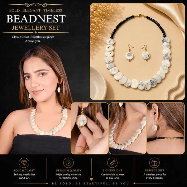 Coin_Stone_Necklace_Set_For_Women_Handmade_Bead_Statement_Necklace_With_Earrings_Fashion_Jewellery_For_Party_Wedding_Office_Ethnic_Casual_Wear_Premium_Gift_For_Women