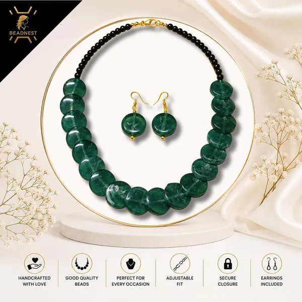 Coin_Stone_Necklace_Set_For_Women_Handmade_Bead_Statement_Necklace_With_Earrings_Fashion_Jewellery_For_Party_Wedding_Office_Ethnic_Casual_Wear_Premium_Gift_For_Women