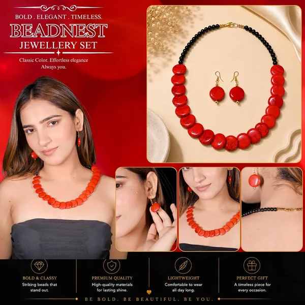 Coin_Stone_Necklace_Set_For_Women_Handmade_Bead_Statement_Necklace_With_Earrings_Fashion_Jewellery_For_Party_Wedding_Office_Ethnic_Casual_Wear_Premium_Gift_For_Women