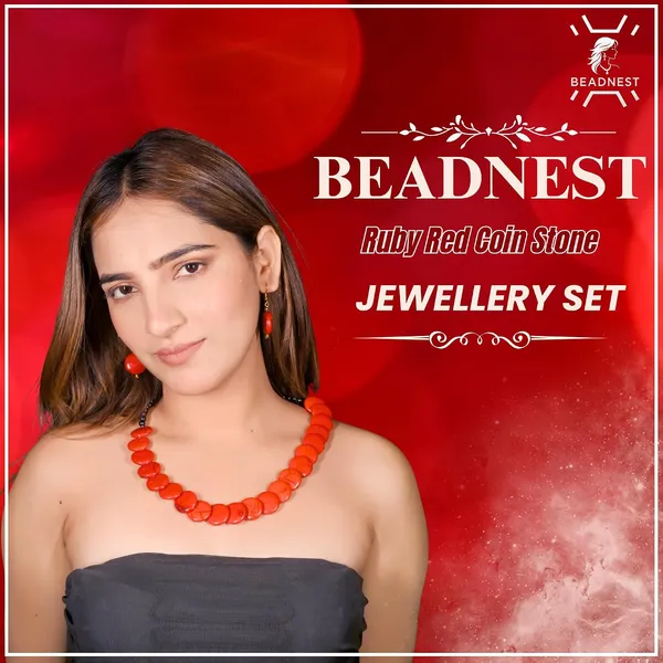 Coin_Stone_Necklace_Set_For_Women_Handmade_Bead_Statement_Necklace_With_Earrings_Fashion_Jewellery_For_Party_Wedding_Office_Ethnic_Casual_Wear_Premium_Gift_For_Women