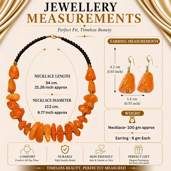 Graduated_Nugget_Tumble_Bead_Necklace_Earrings_Set_For_Women_Boho_Tribal_Afghani_Style_Acrylic_Stone_Look_Statement_Jewellery_Amber_Black_Gold_Navratri_Diwali_Party_Gift
