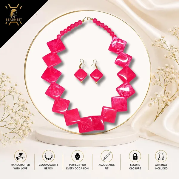 Diamond_Slab_Bead_Necklace_Earrings_Set_For_Women_Boho_Tribal_Marble_Amber_Stone_Look_Statement_Jewellery_Kite_Cut_Acrylic_Beads_Navratri_Diwali_Party_Gift