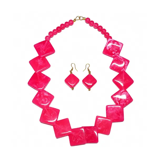 Diamond_Slab_Bead_Necklace_Earrings_Set_For_Women_Boho_Tribal_Marble_Amber_Stone_Look_Statement_Jewellery_Kite_Cut_Acrylic_Beads_Navratri_Diwali_Party_Gift