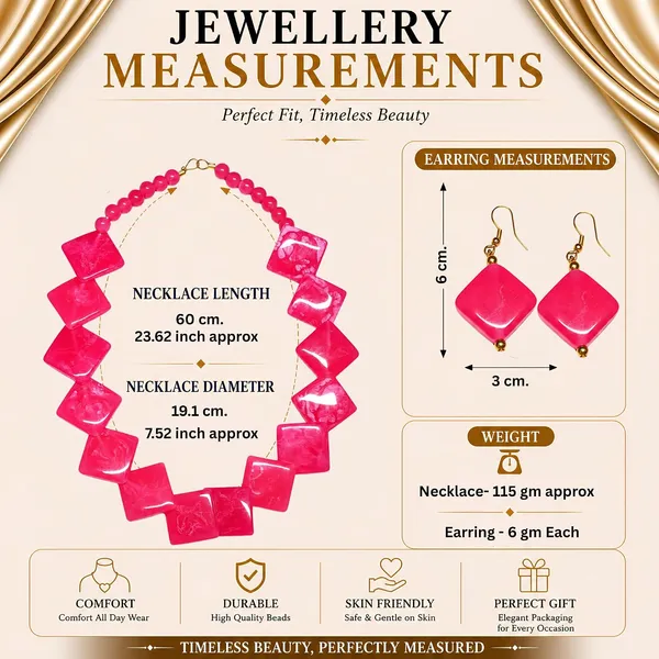 Diamond_Slab_Bead_Necklace_Earrings_Set_For_Women_Boho_Tribal_Marble_Amber_Stone_Look_Statement_Jewellery_Kite_Cut_Acrylic_Beads_Navratri_Diwali_Party_Gift