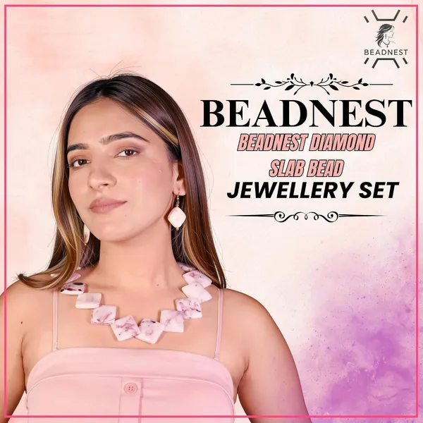 Diamond_Slab_Bead_Necklace_Earrings_Set_For_Women_Boho_Tribal_Marble_Amber_Stone_Look_Statement_Jewellery_Kite_Cut_Acrylic_Beads_Navratri_Diwali_Party_Gift