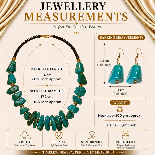 Graduated_Nugget_Tumble_Bead_Necklace_Earrings_Set_For_Women_Boho_Tribal_Afghani_Style_Acrylic_Stone_Look_Statement_Jewellery_Amber_Black_Gold_Navratri_Diwali_Party_Gift