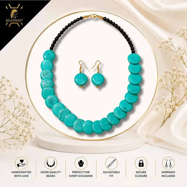 Coin_Stone_Necklace_Set_For_Women_Handmade_Bead_Statement_Necklace_With_Earrings_Fashion_Jewellery_For_Party_Wedding_Office_Ethnic_Casual_Wear_Premium_Gift_For_Women