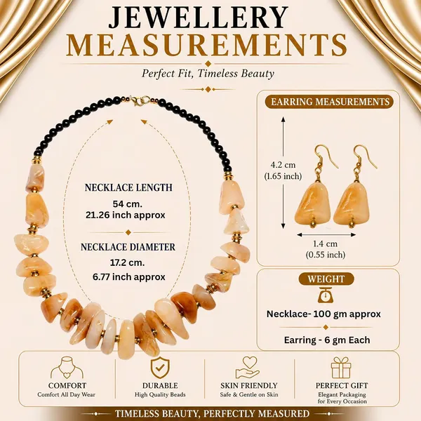 Graduated_Nugget_Tumble_Bead_Necklace_Earrings_Set_For_Women_Boho_Tribal_Afghani_Style_Acrylic_Stone_Look_Statement_Jewellery_Amber_Black_Gold_Navratri_Diwali_Party_Gift