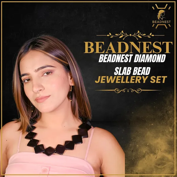 Diamond_Slab_Bead_Necklace_Earrings_Set_For_Women_Boho_Tribal_Marble_Amber_Stone_Look_Statement_Jewellery_Kite_Cut_Acrylic_Beads_Navratri_Diwali_Party_Gift