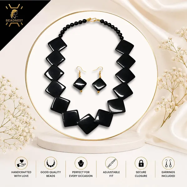 Diamond_Slab_Bead_Necklace_Earrings_Set_For_Women_Boho_Tribal_Marble_Amber_Stone_Look_Statement_Jewellery_Kite_Cut_Acrylic_Beads_Navratri_Diwali_Party_Gift