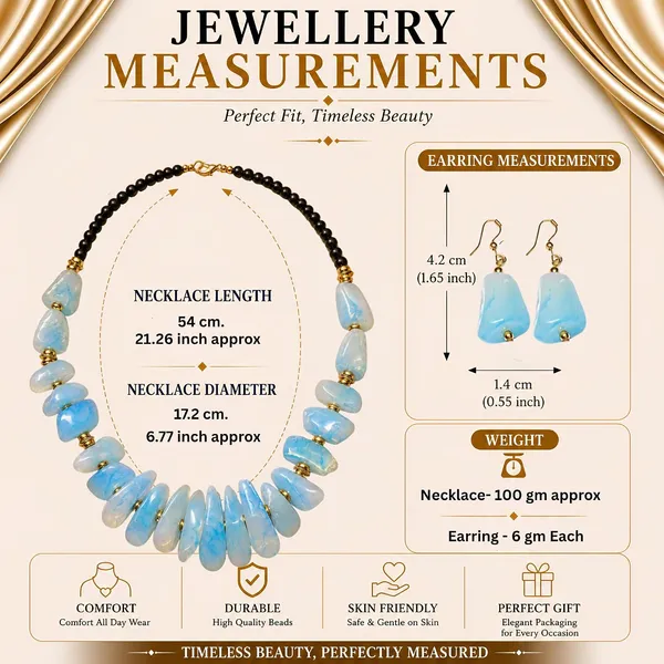 Graduated_Nugget_Tumble_Bead_Necklace_Earrings_Set_For_Women_Boho_Tribal_Afghani_Style_Acrylic_Stone_Look_Statement_Jewellery_Amber_Black_Gold_Navratri_Diwali_Party_Gift