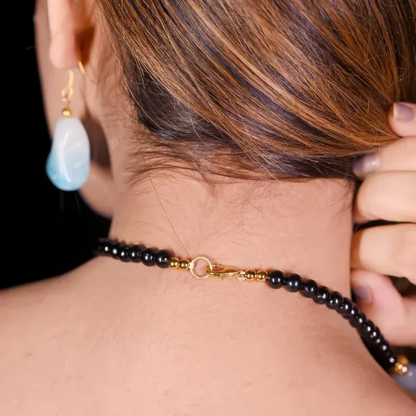 Graduated_Nugget_Tumble_Bead_Necklace_Earrings_Set_For_Women_Boho_Tribal_Afghani_Style_Acrylic_Stone_Look_Statement_Jewellery_Amber_Black_Gold_Navratri_Diwali_Party_Gift