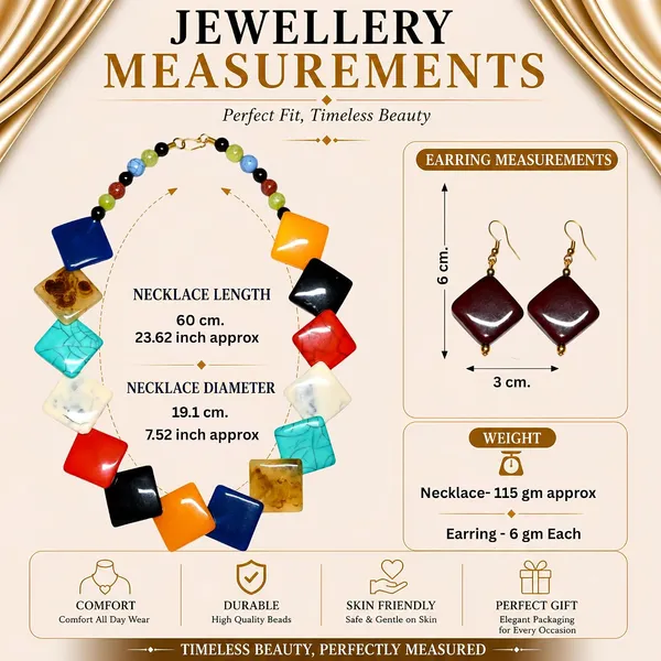 Diamond_Slab_Bead_Necklace_Earrings_Set_For_Women_Boho_Tribal_Marble_Amber_Stone_Look_Statement_Jewellery_Kite_Cut_Acrylic_Beads_Navratri_Diwali_Party_Gift