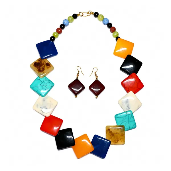 Diamond_Slab_Bead_Necklace_Earrings_Set_For_Women_Boho_Tribal_Marble_Amber_Stone_Look_Statement_Jewellery_Kite_Cut_Acrylic_Beads_Navratri_Diwali_Party_Gift