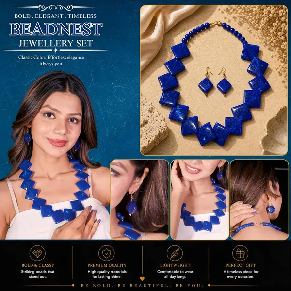 Diamond_Slab_Bead_Necklace_Earrings_Set_For_Women_Boho_Tribal_Marble_Amber_Stone_Look_Statement_Jewellery_Kite_Cut_Acrylic_Beads_Navratri_Diwali_Party_Gift