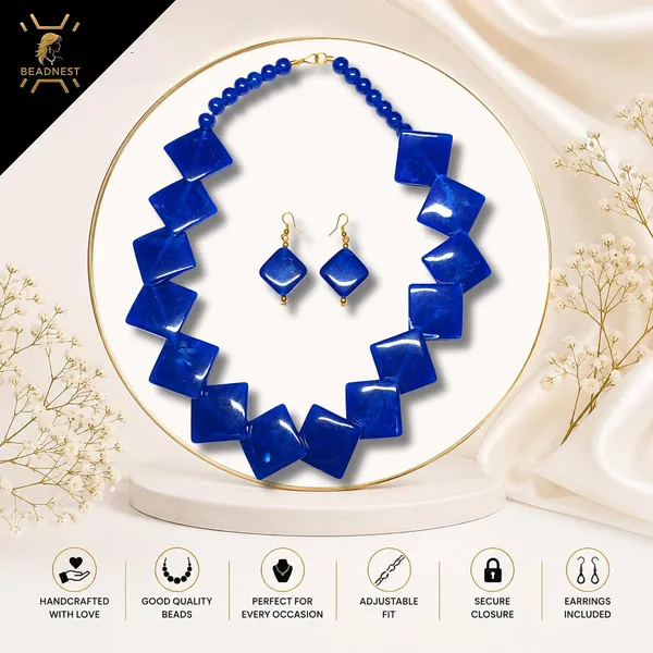 Diamond_Slab_Bead_Necklace_Earrings_Set_For_Women_Boho_Tribal_Marble_Amber_Stone_Look_Statement_Jewellery_Kite_Cut_Acrylic_Beads_Navratri_Diwali_Party_Gift
