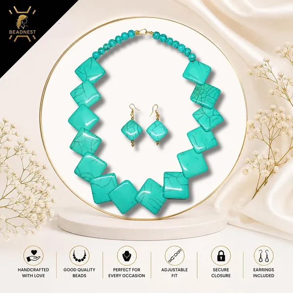 Diamond_Slab_Bead_Necklace_Earrings_Set_For_Women_Boho_Tribal_Marble_Amber_Stone_Look_Statement_Jewellery_Kite_Cut_Acrylic_Beads_Navratri_Diwali_Party_Gift