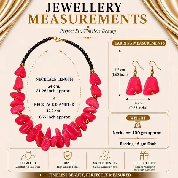 Graduated_Nugget_Tumble_Bead_Necklace_Earrings_Set_For_Women_Boho_Tribal_Afghani_Style_Acrylic_Stone_Look_Statement_Jewellery_Amber_Black_Gold_Navratri_Diwali_Party_Gift