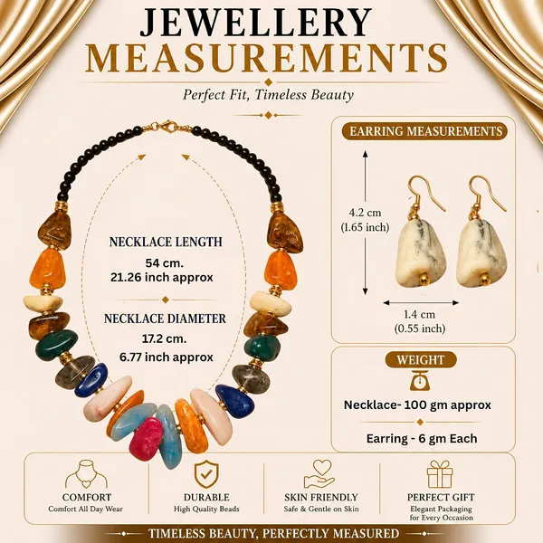Graduated_Nugget_Tumble_Bead_Necklace_Earrings_Set_For_Women_Boho_Tribal_Afghani_Style_Acrylic_Stone_Look_Statement_Jewellery_Amber_Black_Gold_Navratri_Diwali_Party_Gift