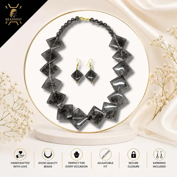 Diamond_Slab_Bead_Necklace_Earrings_Set_For_Women_Boho_Tribal_Marble_Amber_Stone_Look_Statement_Jewellery_Kite_Cut_Acrylic_Beads_Navratri_Diwali_Party_Gift
