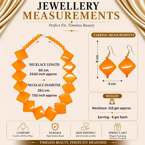 Diamond_Slab_Bead_Necklace_Earrings_Set_For_Women_Boho_Tribal_Marble_Amber_Stone_Look_Statement_Jewellery_Kite_Cut_Acrylic_Beads_Navratri_Diwali_Party_Gift