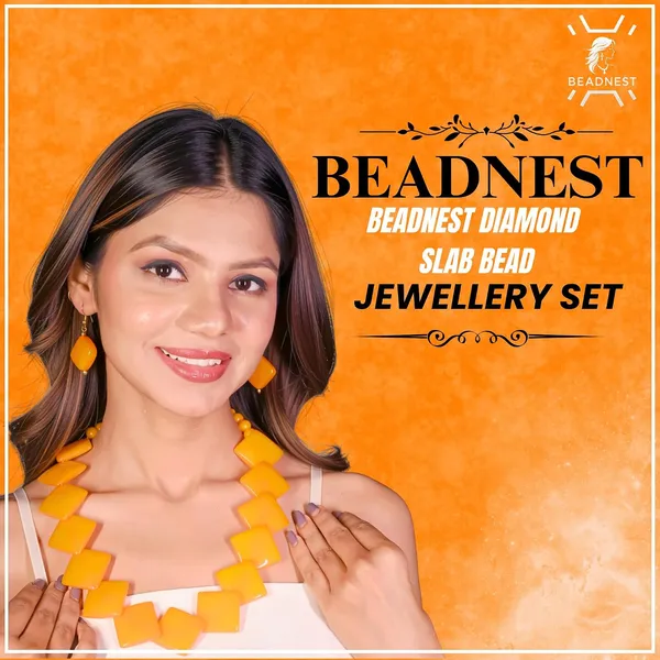 Diamond_Slab_Bead_Necklace_Earrings_Set_For_Women_Boho_Tribal_Marble_Amber_Stone_Look_Statement_Jewellery_Kite_Cut_Acrylic_Beads_Navratri_Diwali_Party_Gift