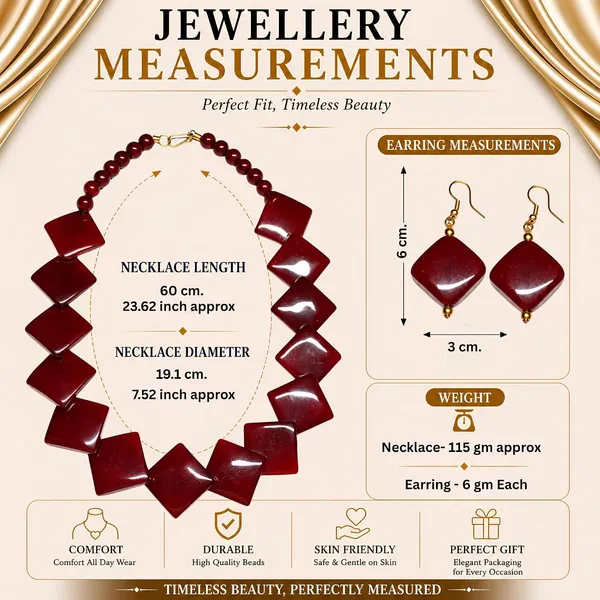 Diamond_Slab_Bead_Necklace_Earrings_Set_For_Women_Boho_Tribal_Marble_Amber_Stone_Look_Statement_Jewellery_Kite_Cut_Acrylic_Beads_Navratri_Diwali_Party_Gift