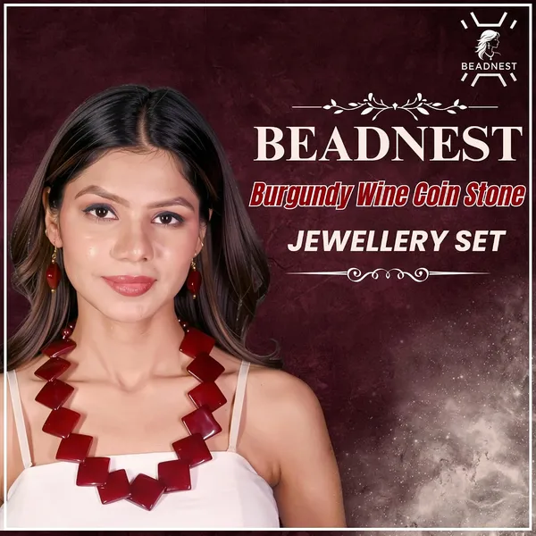 Diamond_Slab_Bead_Necklace_Earrings_Set_For_Women_Boho_Tribal_Marble_Amber_Stone_Look_Statement_Jewellery_Kite_Cut_Acrylic_Beads_Navratri_Diwali_Party_Gift