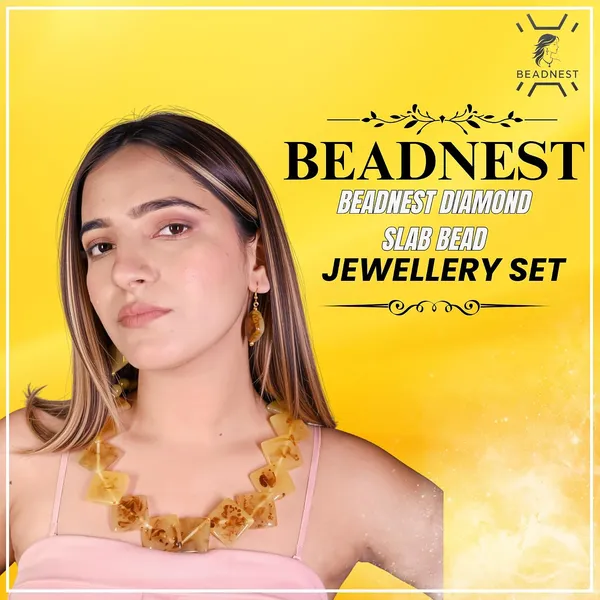 Diamond_Slab_Bead_Necklace_Earrings_Set_For_Women_Boho_Tribal_Marble_Amber_Stone_Look_Statement_Jewellery_Kite_Cut_Acrylic_Beads_Navratri_Diwali_Party_Gift