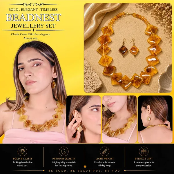 Diamond_Slab_Bead_Necklace_Earrings_Set_For_Women_Boho_Tribal_Marble_Amber_Stone_Look_Statement_Jewellery_Kite_Cut_Acrylic_Beads_Navratri_Diwali_Party_Gift