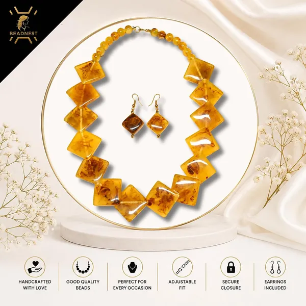 Diamond_Slab_Bead_Necklace_Earrings_Set_For_Women_Boho_Tribal_Marble_Amber_Stone_Look_Statement_Jewellery_Kite_Cut_Acrylic_Beads_Navratri_Diwali_Party_Gift