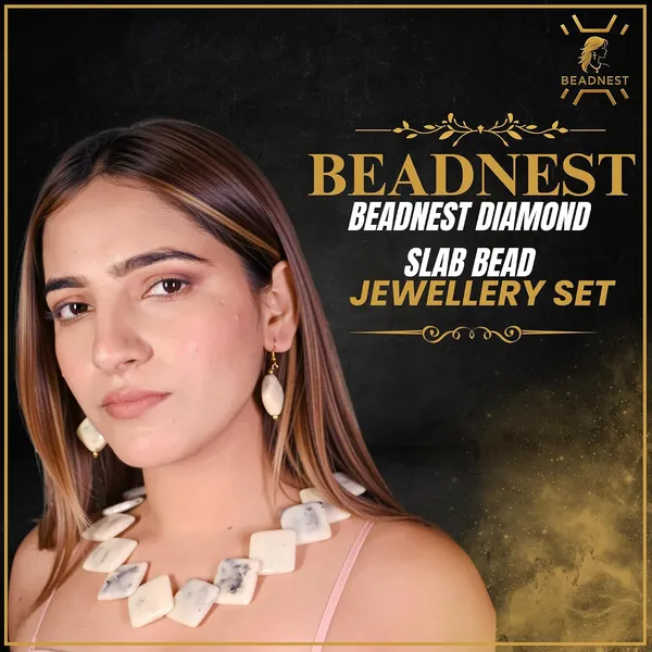 Diamond_Slab_Bead_Necklace_Earrings_Set_For_Women_Boho_Tribal_Marble_Amber_Stone_Look_Statement_Jewellery_Kite_Cut_Acrylic_Beads_Navratri_Diwali_Party_Gift