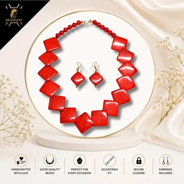 Diamond_Slab_Bead_Necklace_Earrings_Set_For_Women_Boho_Tribal_Marble_Amber_Stone_Look_Statement_Jewellery_Kite_Cut_Acrylic_Beads_Navratri_Diwali_Party_Gift