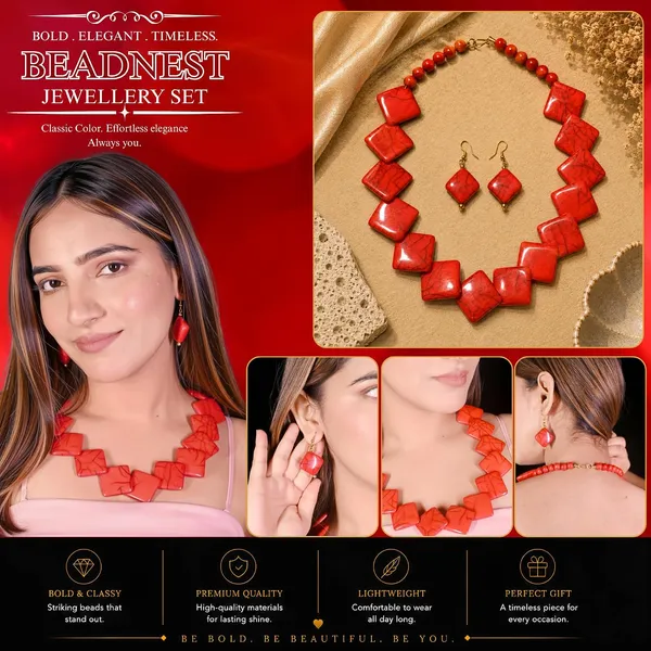 Diamond_Slab_Bead_Necklace_Earrings_Set_For_Women_Boho_Tribal_Marble_Amber_Stone_Look_Statement_Jewellery_Kite_Cut_Acrylic_Beads_Navratri_Diwali_Party_Gift