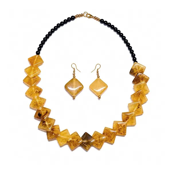 Zigzag_Kite_Bead_Necklace_Earrings_Set_For_Women_Hot_Pink_Boho_Tribal_Geometric_Statement_Jewellery_Acrylic_Stone_Look_Beads_Navratri_Diwali_Party_Gift