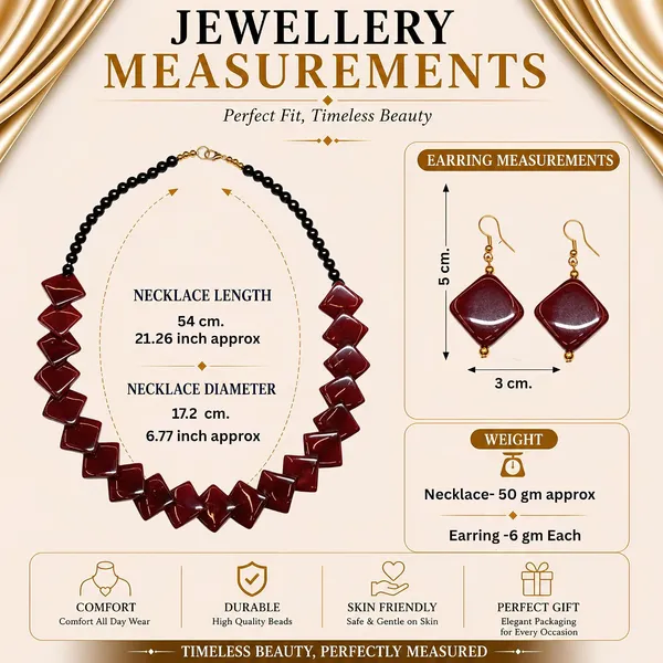 Zigzag_Kite_Bead_Necklace_Earrings_Set_For_Women_Hot_Pink_Boho_Tribal_Geometric_Statement_Jewellery_Acrylic_Stone_Look_Beads_Navratri_Diwali_Party_Gift