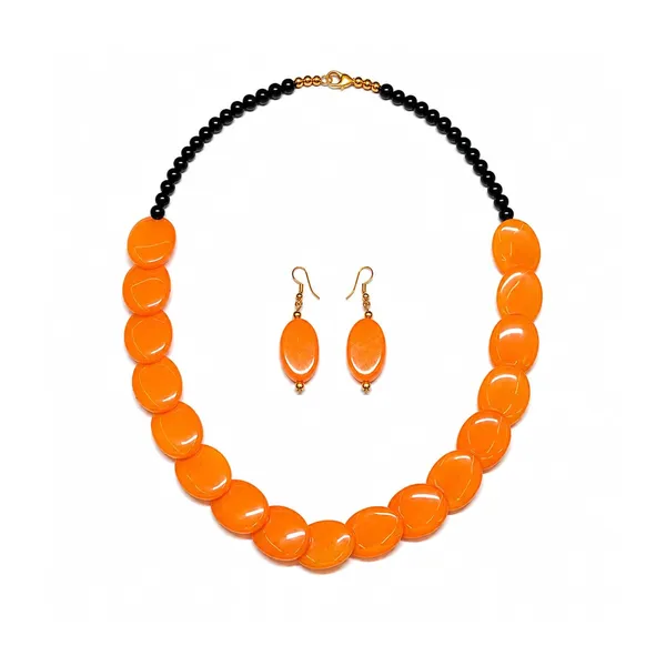 Confetti_Pebble_Bead_Necklace_Earrings_Set_For_Women_Boho_Tribal_Statement_Jewellery_Oval_Acrylic_Beads_Navratri_Diwali_Party_Gift