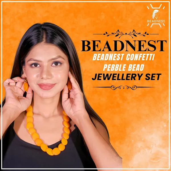 Confetti_Pebble_Bead_Necklace_Earrings_Set_For_Women_Boho_Tribal_Statement_Jewellery_Oval_Acrylic_Beads_Navratri_Diwali_Party_Gift
