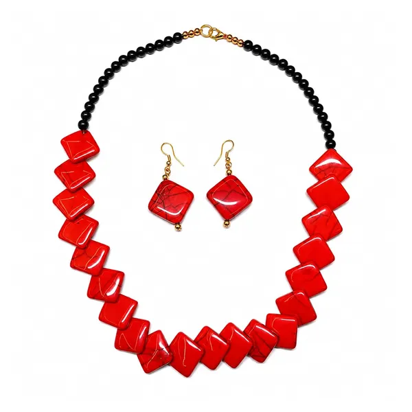 Zigzag_Kite_Bead_Necklace_Earrings_Set_For_Women_Hot_Pink_Boho_Tribal_Geometric_Statement_Jewellery_Acrylic_Stone_Look_Beads_Navratri_Diwali_Party_Gift