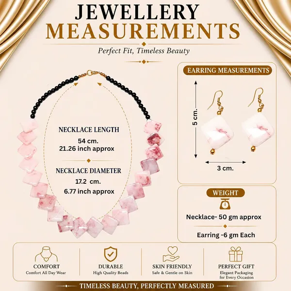 Zigzag_Kite_Bead_Necklace_Earrings_Set_For_Women_Hot_Pink_Boho_Tribal_Geometric_Statement_Jewellery_Acrylic_Stone_Look_Beads_Navratri_Diwali_Party_Gift