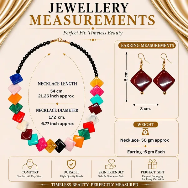 Zigzag_Kite_Bead_Necklace_Earrings_Set_For_Women_Hot_Pink_Boho_Tribal_Geometric_Statement_Jewellery_Acrylic_Stone_Look_Beads_Navratri_Diwali_Party_Gift