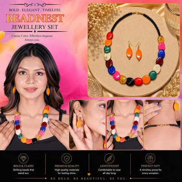 Confetti_Pebble_Bead_Necklace_Earrings_Set_For_Women_Boho_Tribal_Statement_Jewellery_Oval_Acrylic_Beads_Navratri_Diwali_Party_Gift