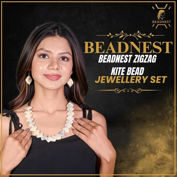 Zigzag_Kite_Bead_Necklace_Earrings_Set_For_Women_Hot_Pink_Boho_Tribal_Geometric_Statement_Jewellery_Acrylic_Stone_Look_Beads_Navratri_Diwali_Party_Gift