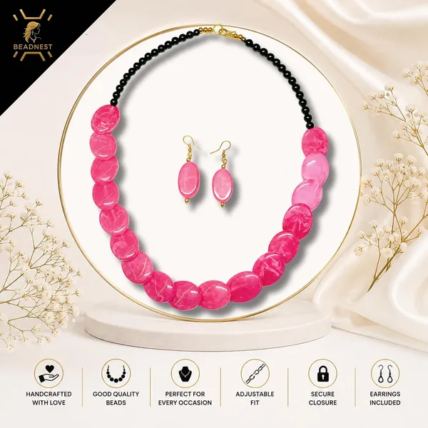 Confetti_Pebble_Bead_Necklace_Earrings_Set_For_Women_Boho_Tribal_Statement_Jewellery_Oval_Acrylic_Beads_Navratri_Diwali_Party_Gift